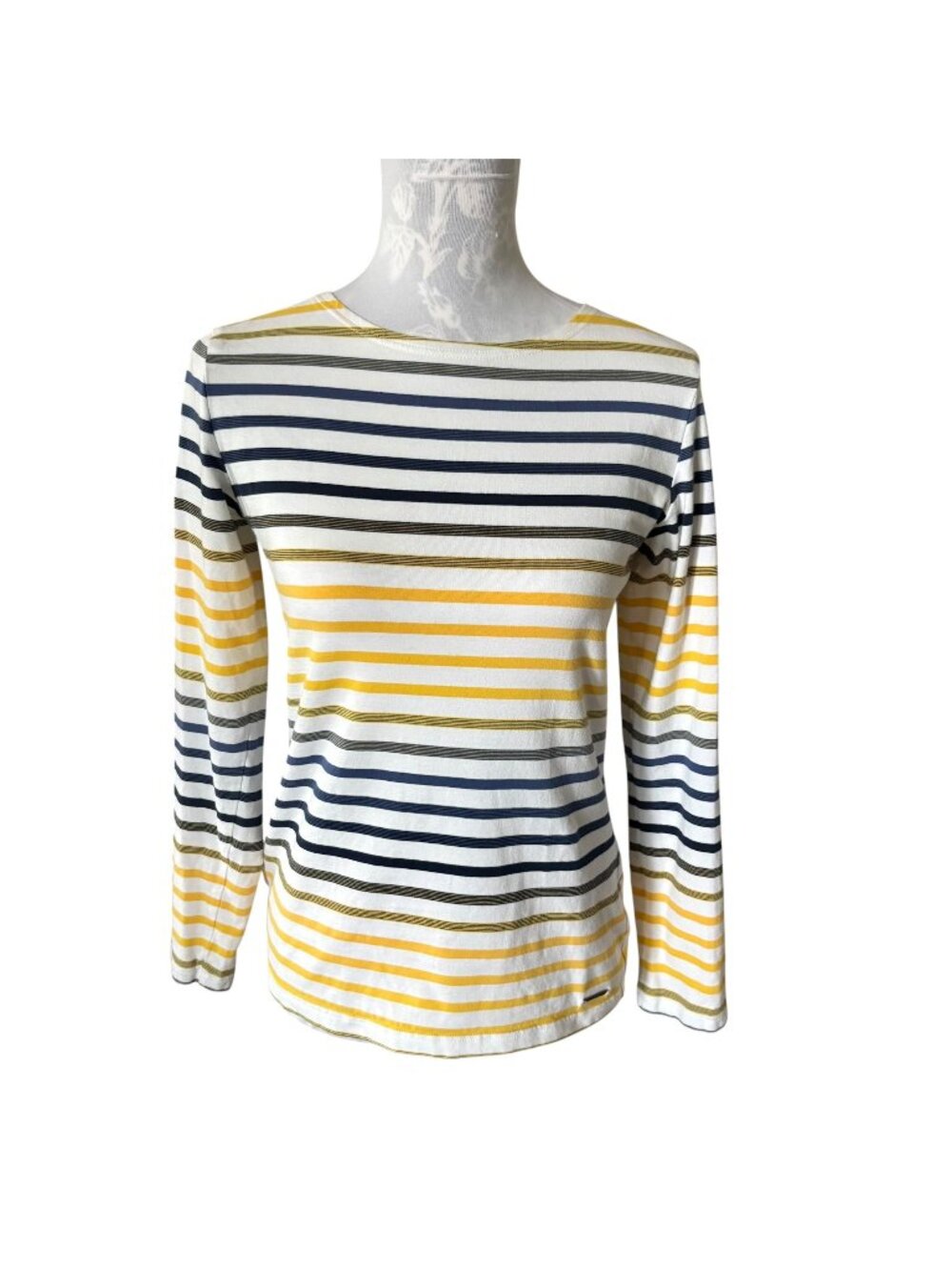 Saint James France Womens Striped Long Sleeve Top Shirt Size 6 Blue Yellow